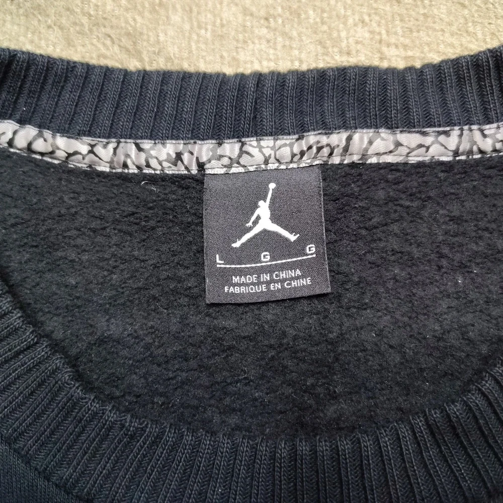 Nike Air Jordan Flight Mens L Black Speckle Logo Crewneck Sweatshirt 527189-010